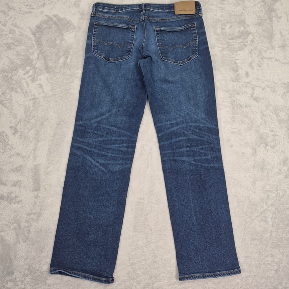American Eagle 33x32 (34x30) Men's Airflex+ Straight Jeans Dark Wash Stretch - Picture 9 of 11